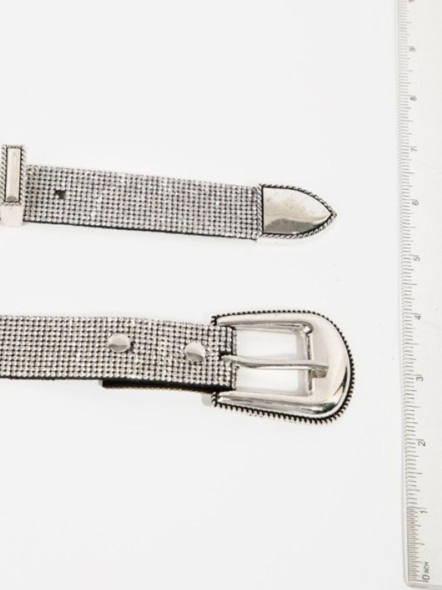 All Over Crystal Belt with Metal Tab