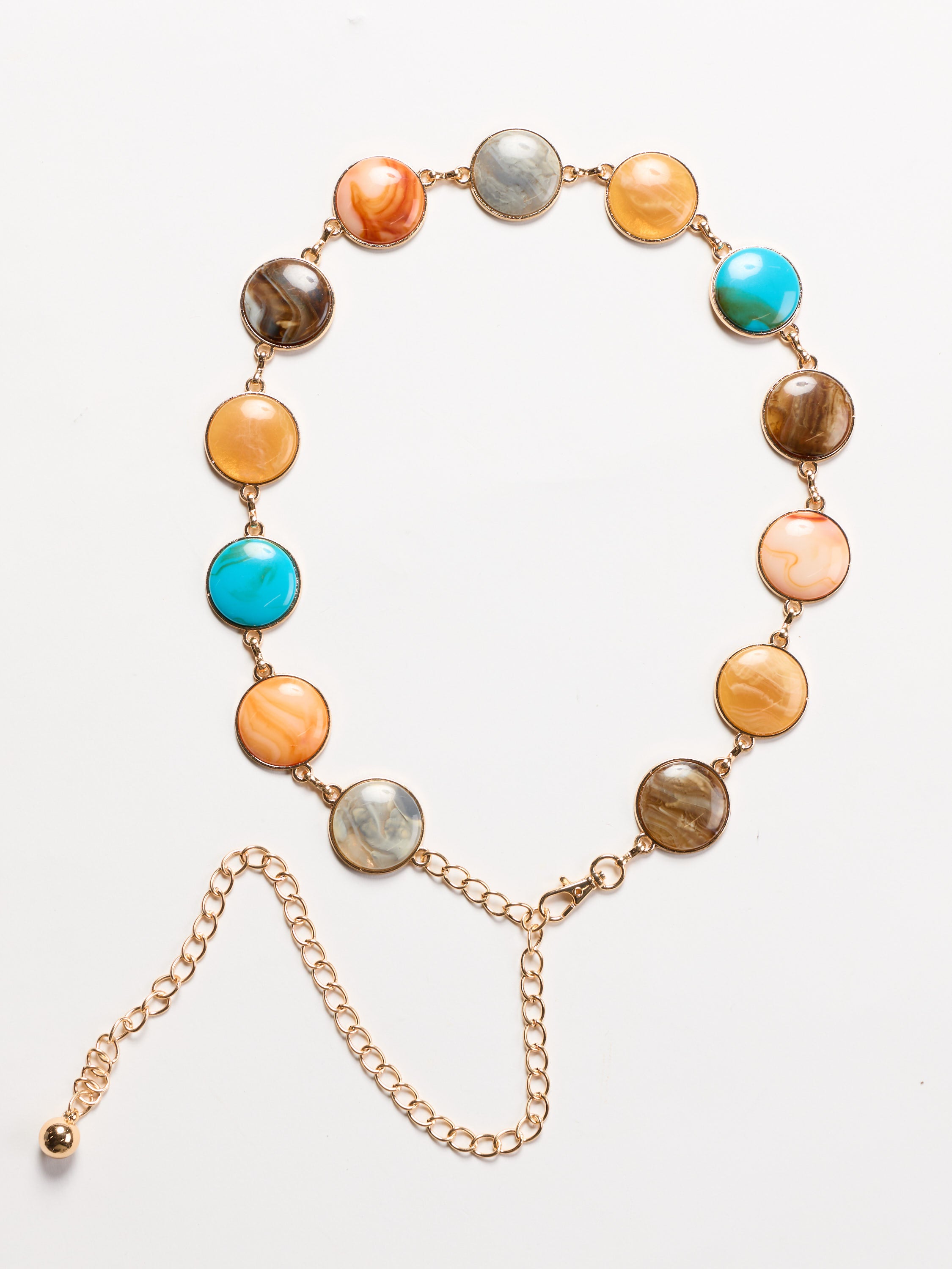 Round Stone Disc Chain Belt