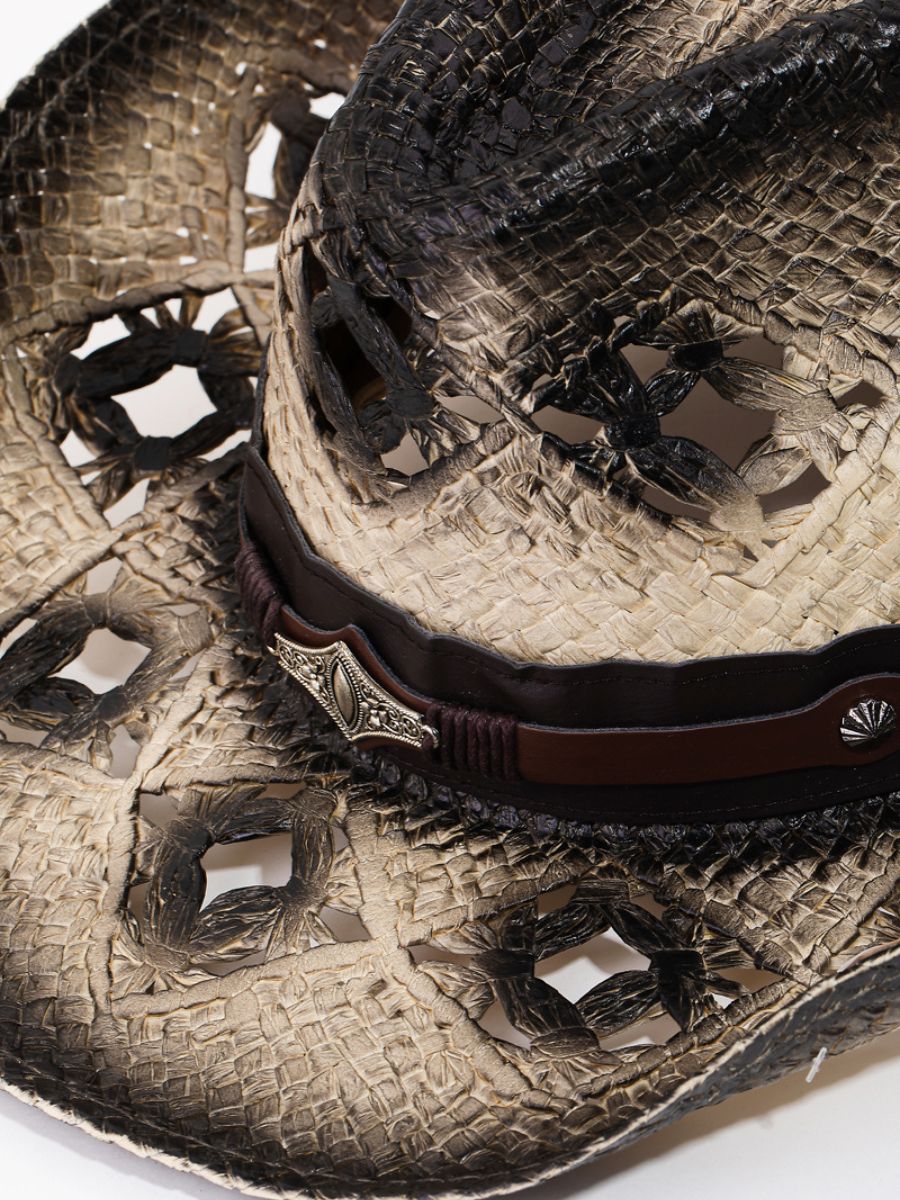 Straw Leather Strap Cowboy Hat