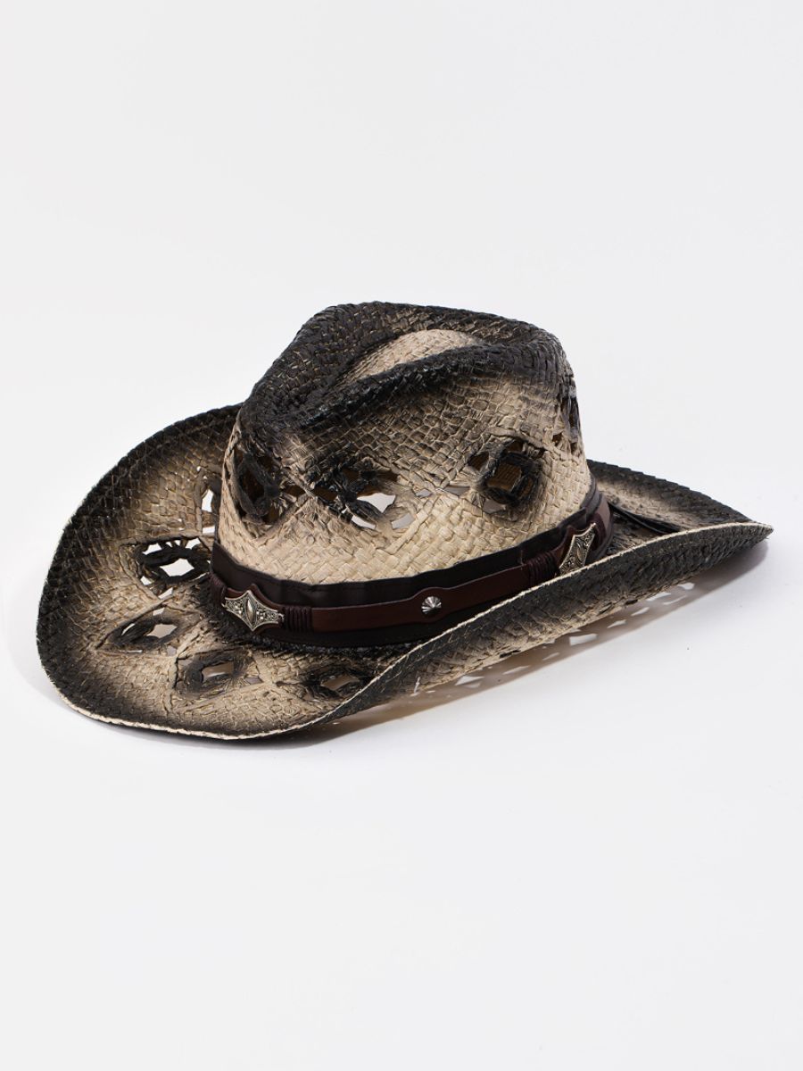 Straw Leather Strap Cowboy Hat