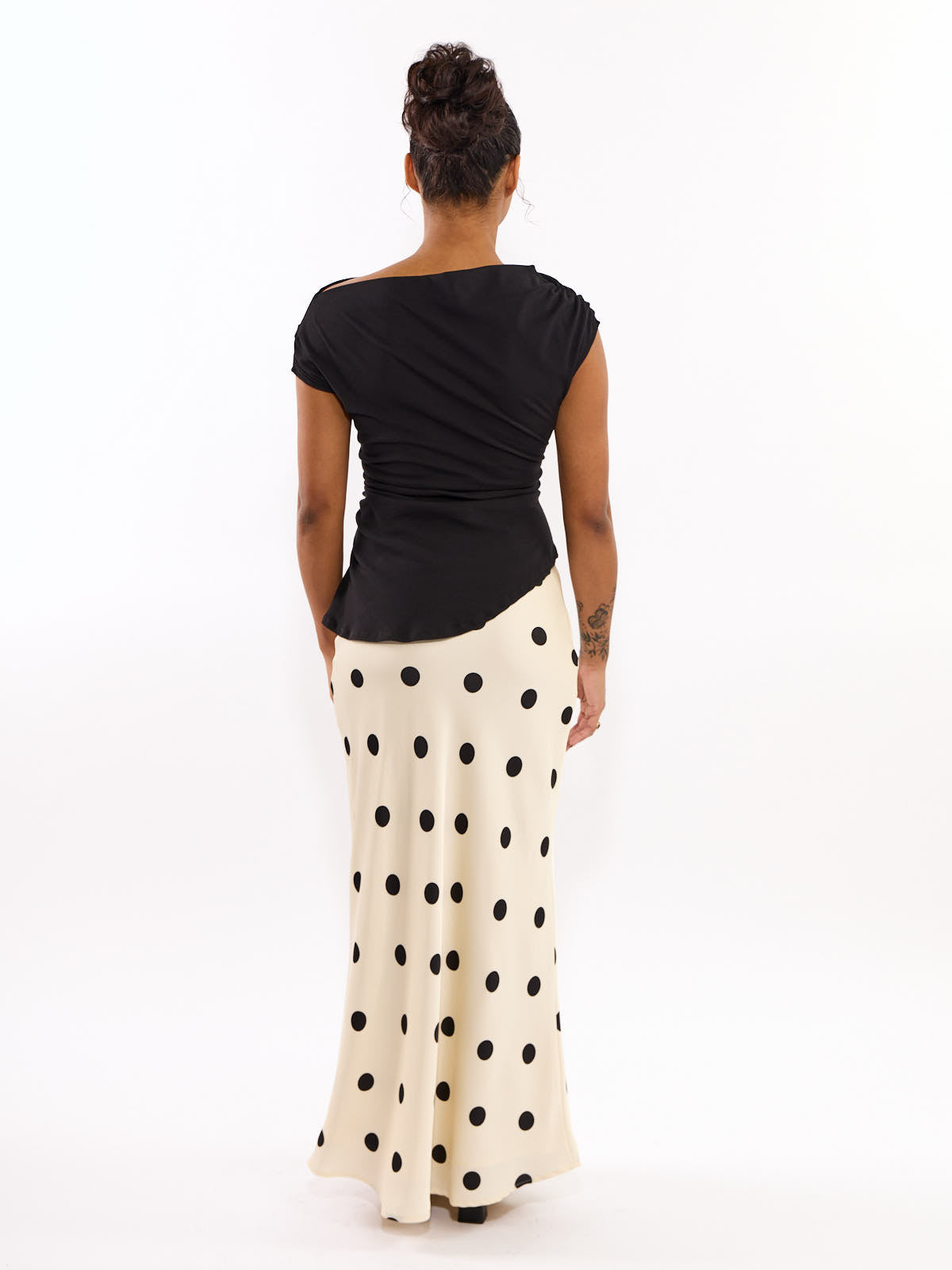 Satin Midi Polka Dot Skirt