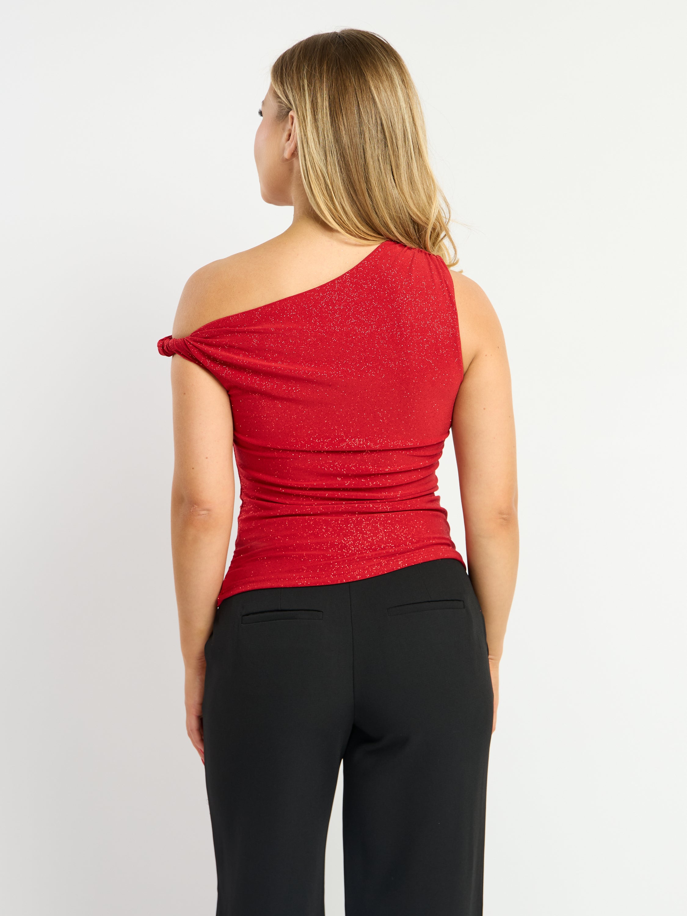 Veda Glitter Twist Shoulder Top