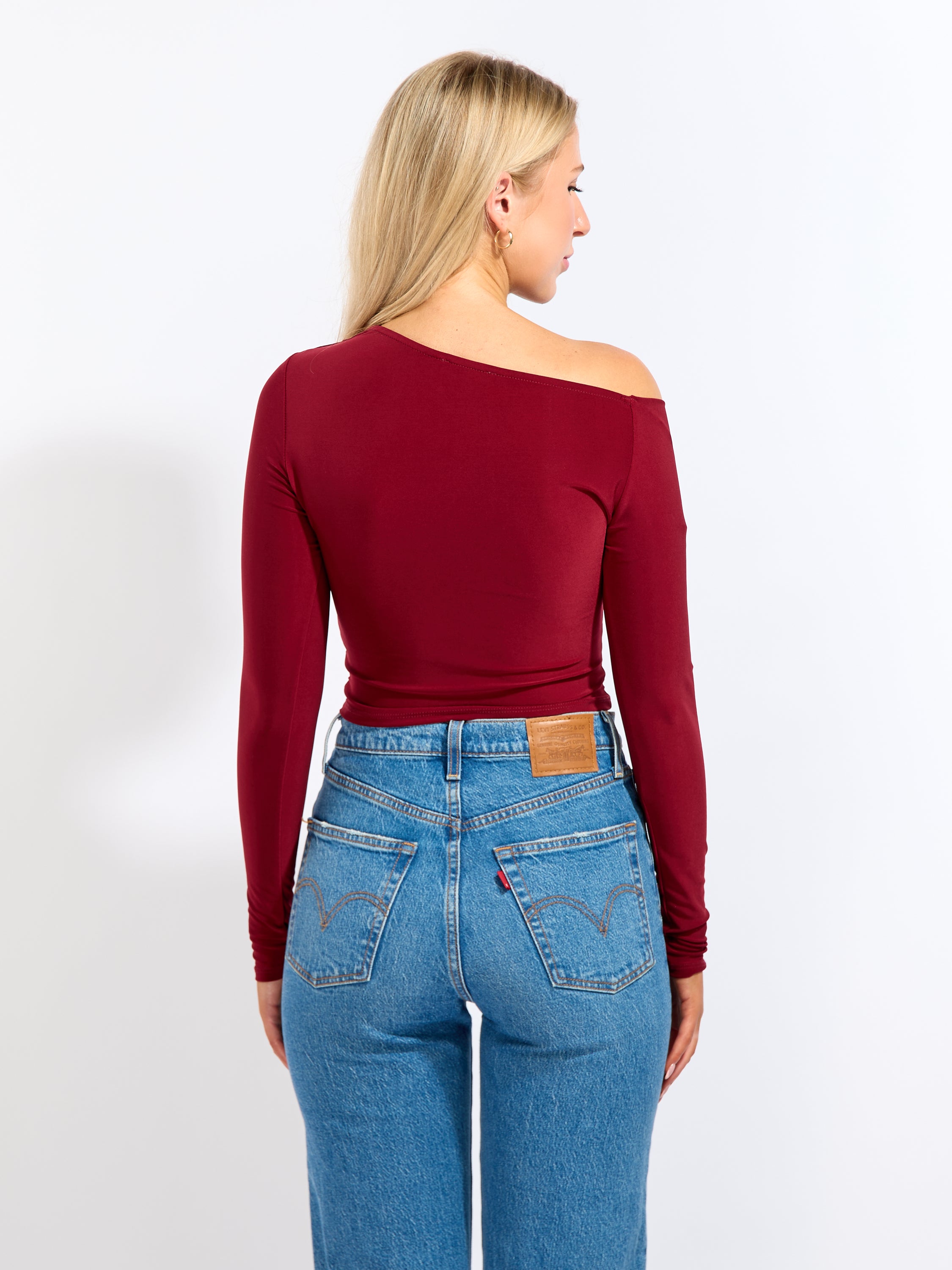 Aiko Jersey Long Sleeve Off-Shoulder Top
