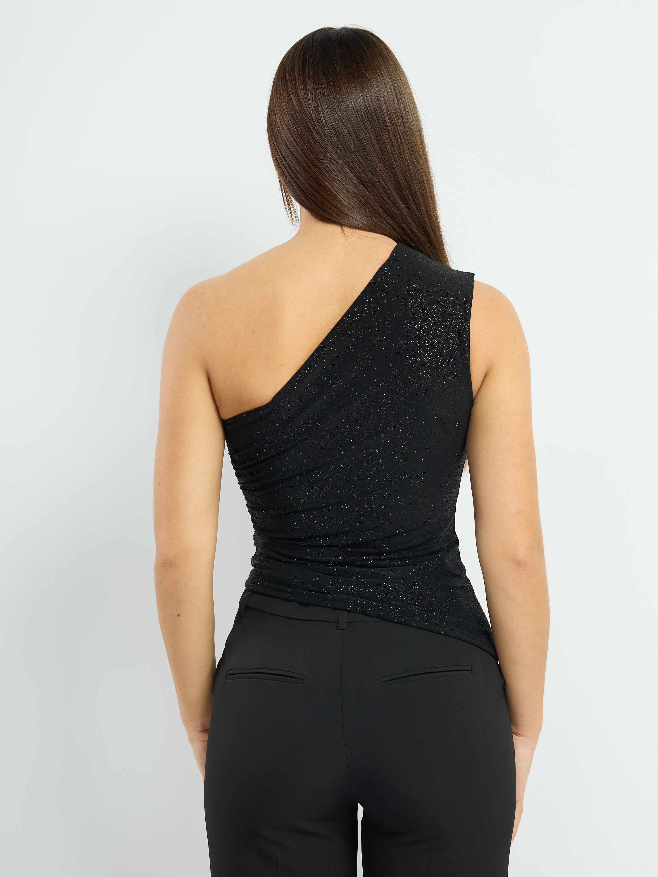 Elana One Shoulder Glitter Top