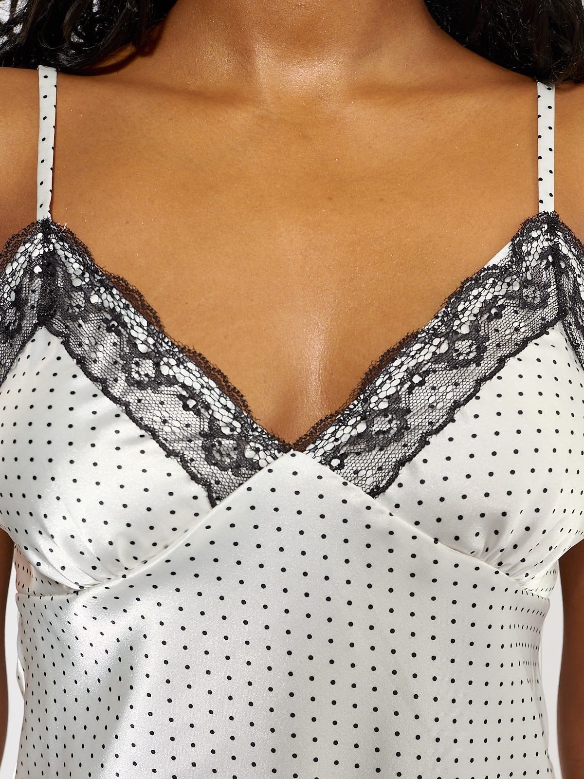 Mattie Polka Dot Satin Lace Top