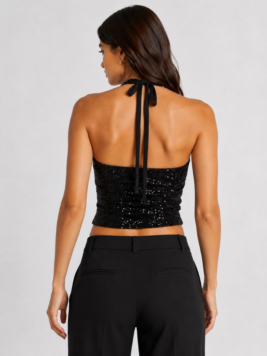 Havanah Sequin V-Neck Top