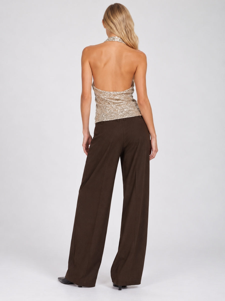 Nikky Sequin Cross Halter Top