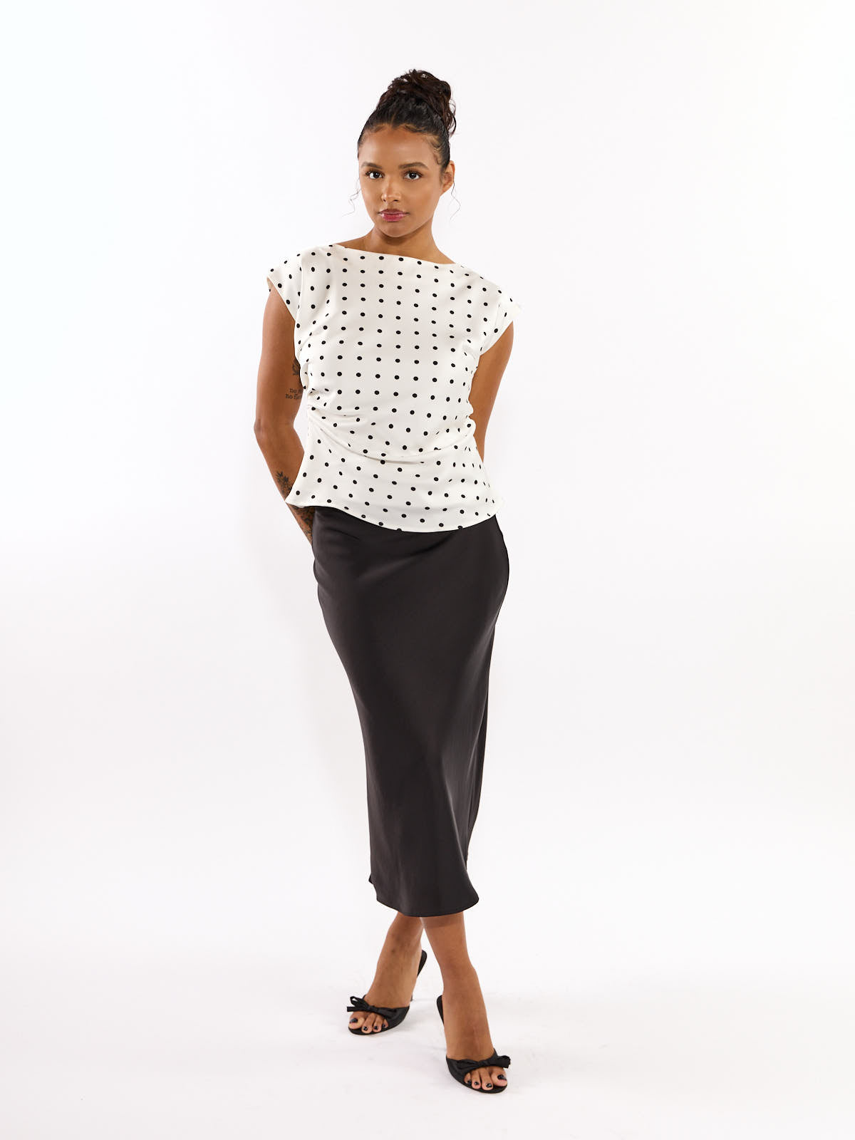 Polka Dot Boat Neck Top