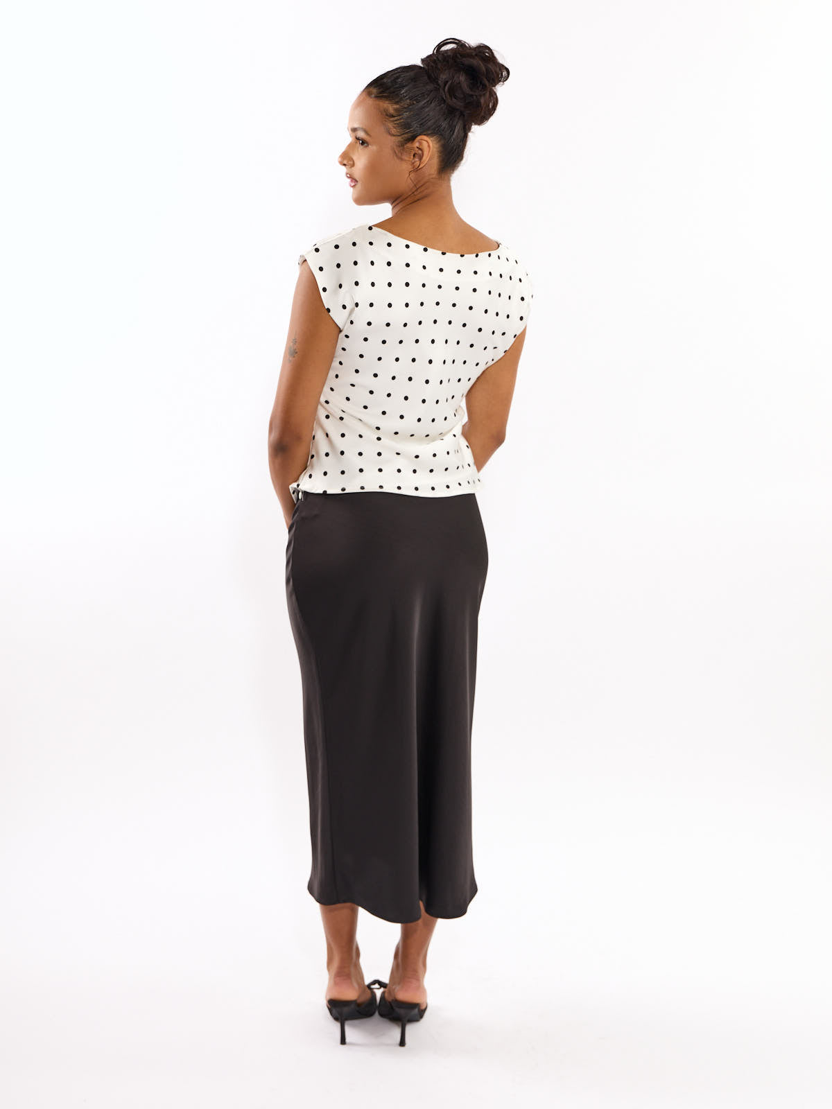 Polka Dot Boat Neck Top