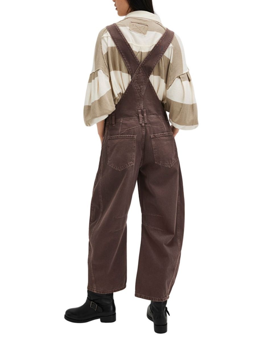 Free People Good Luck Chocolate Overalls