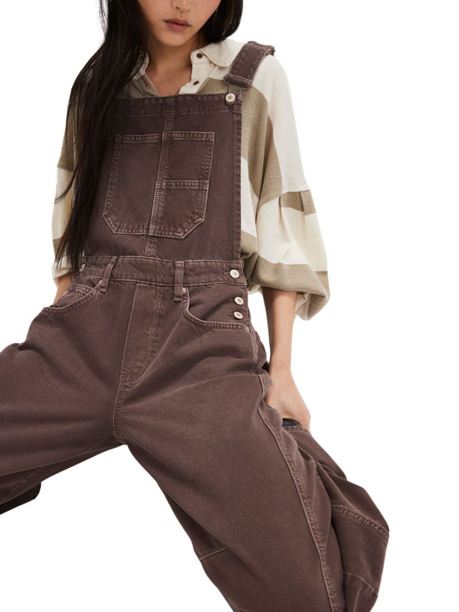 Free People Good Luck Chocolate Overalls