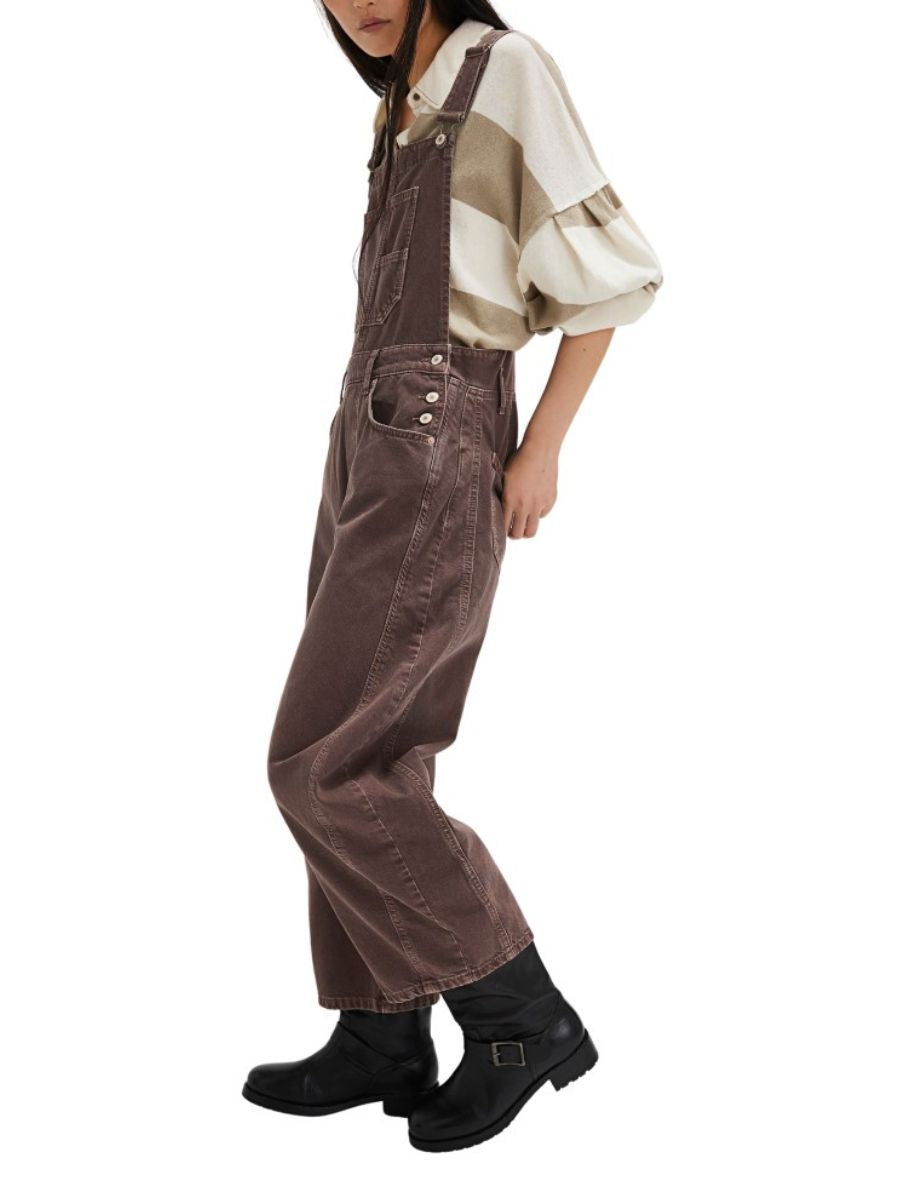 Free People Good Luck Chocolate Overalls