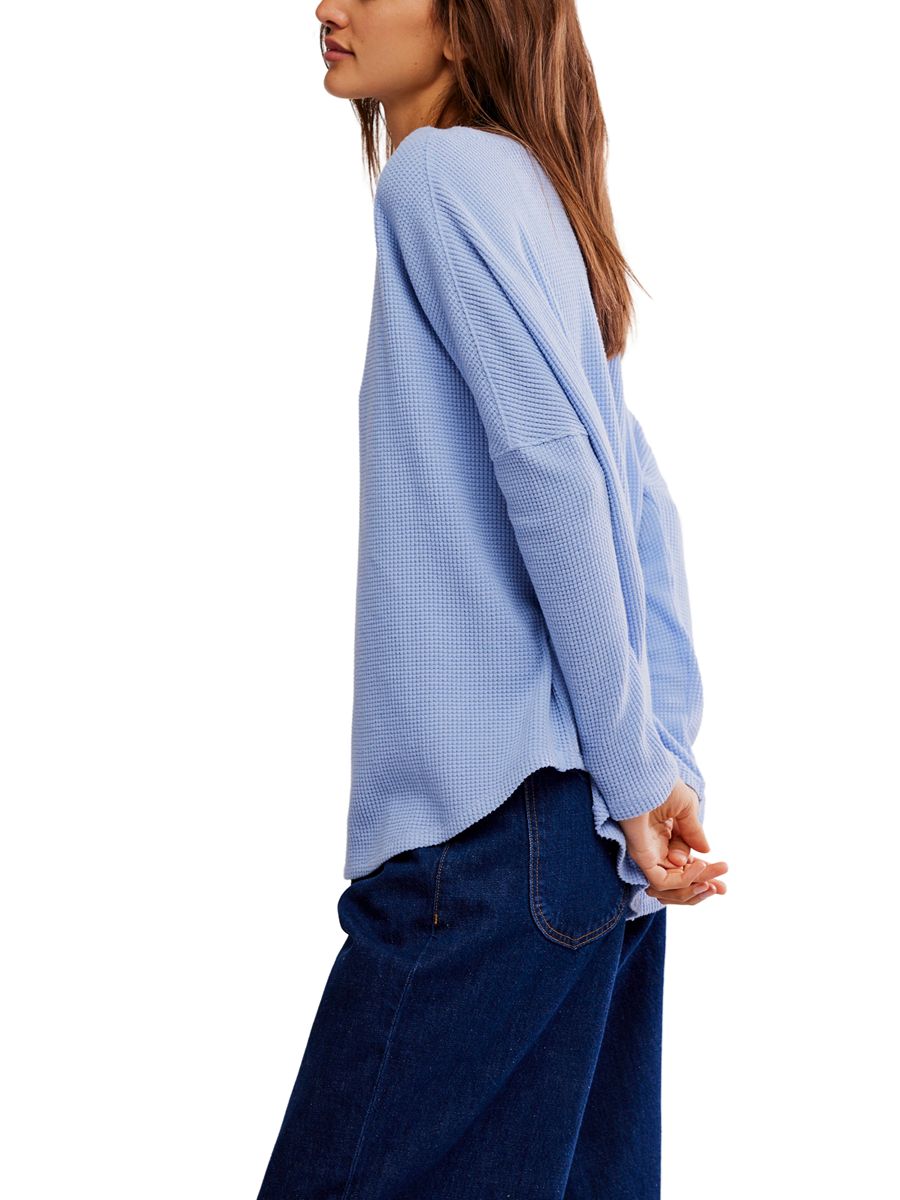 Free People Latte Blues Thermal Top