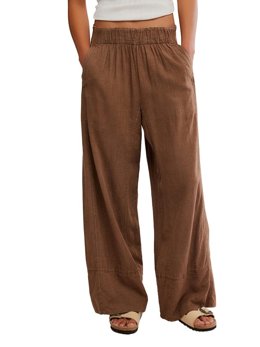 Free People Days End Linen Pull-On Pants