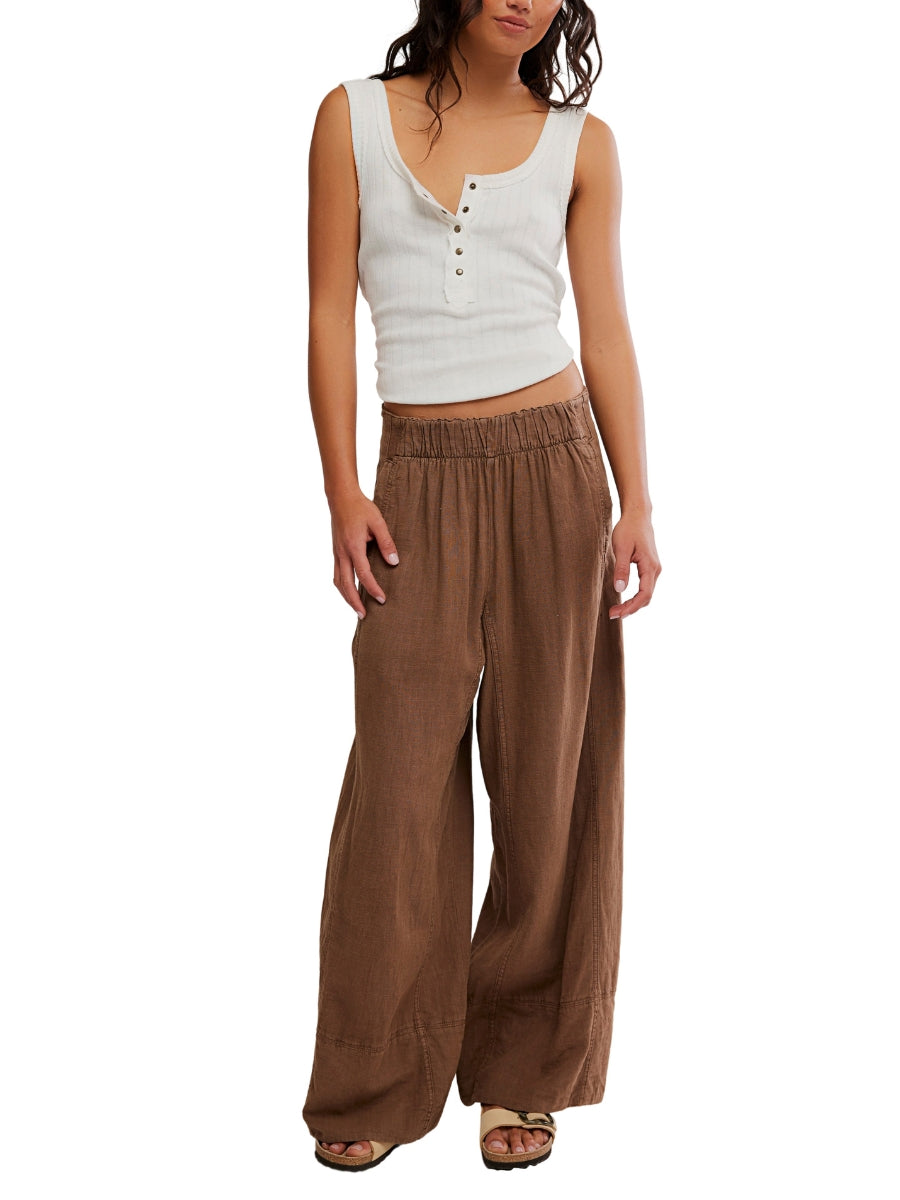 Free People Days End Linen Pull-On Pants