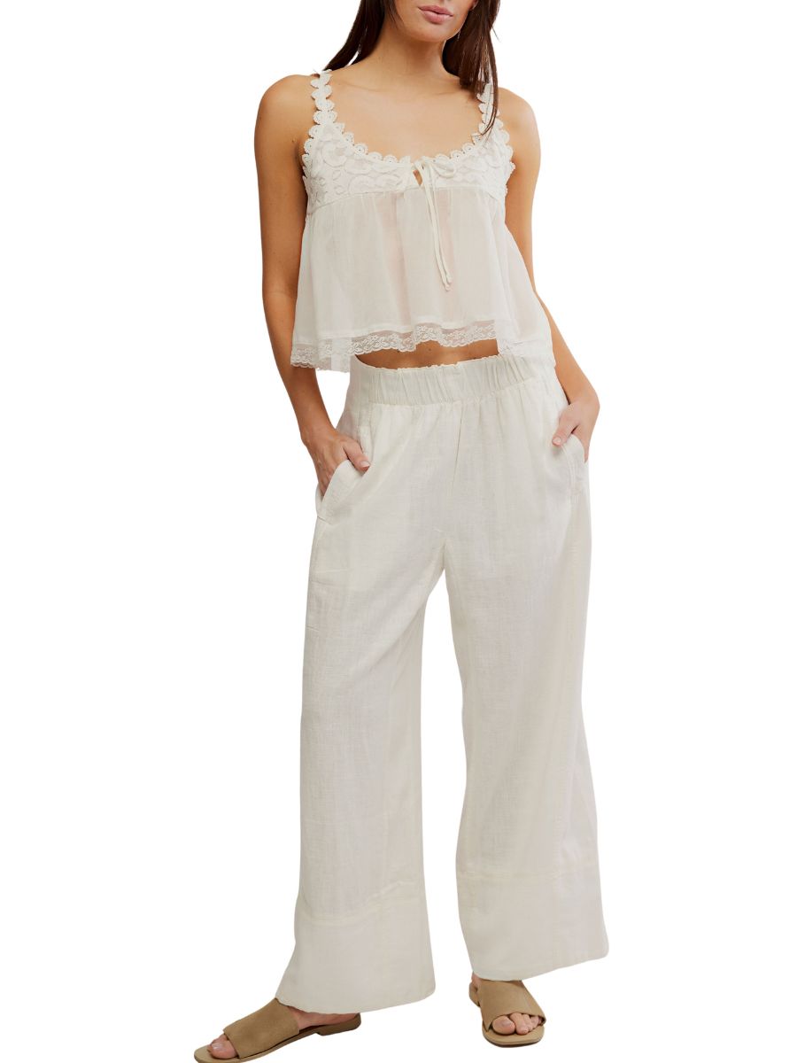 Free People Days End Linen Pull-On Pants