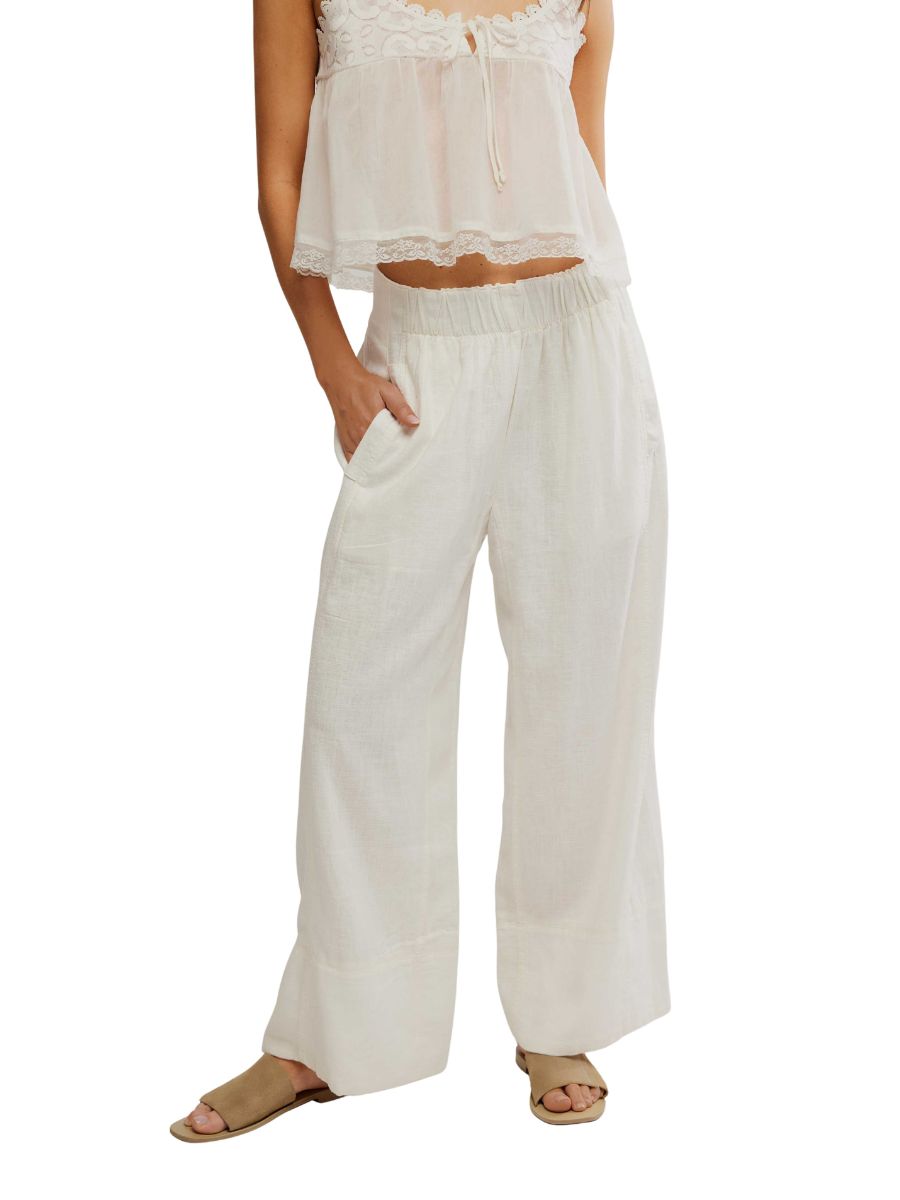Free People Days End Linen Pull-On Pants