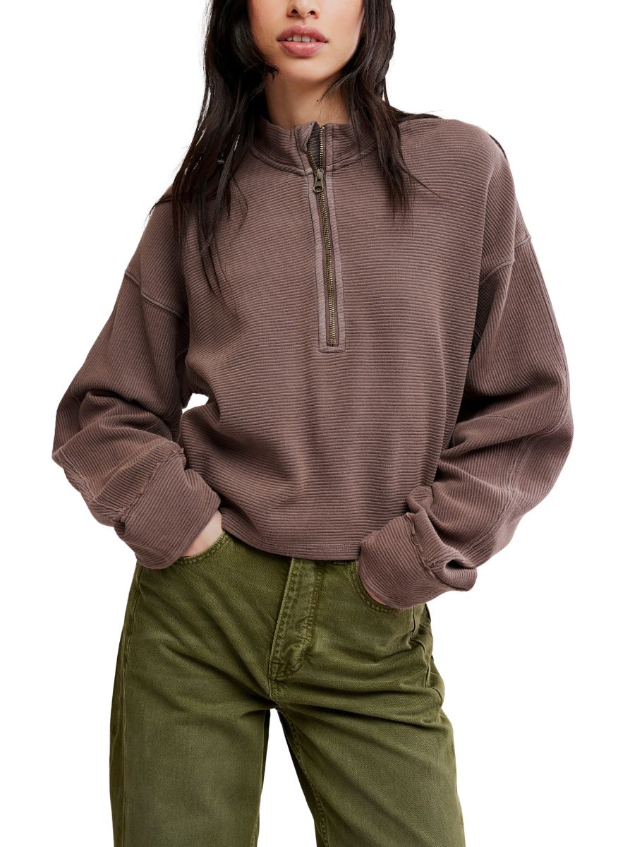 Free People Celeste Quarter Zip Sweatshirt