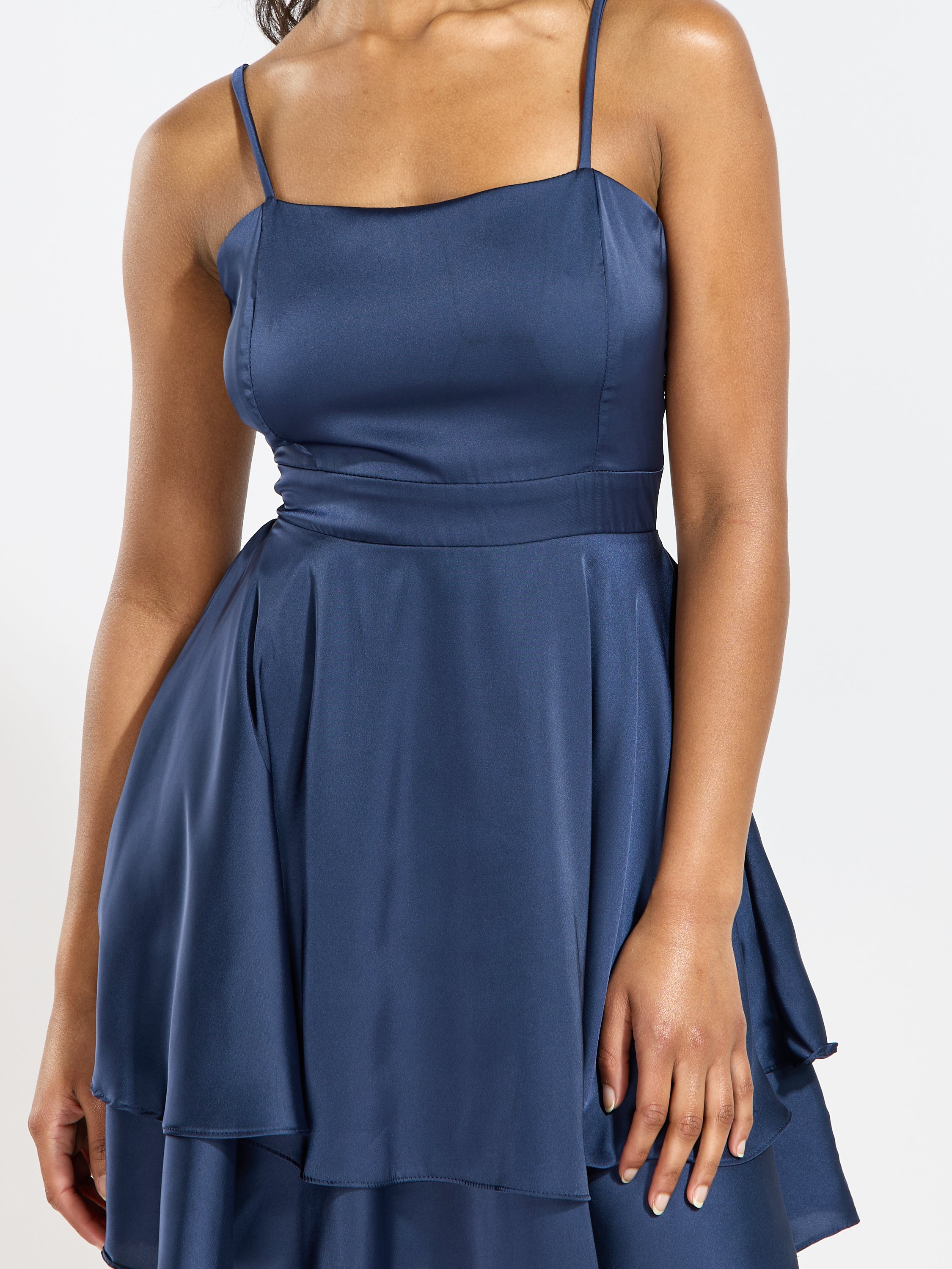 Double Layer Satin Tie Dress