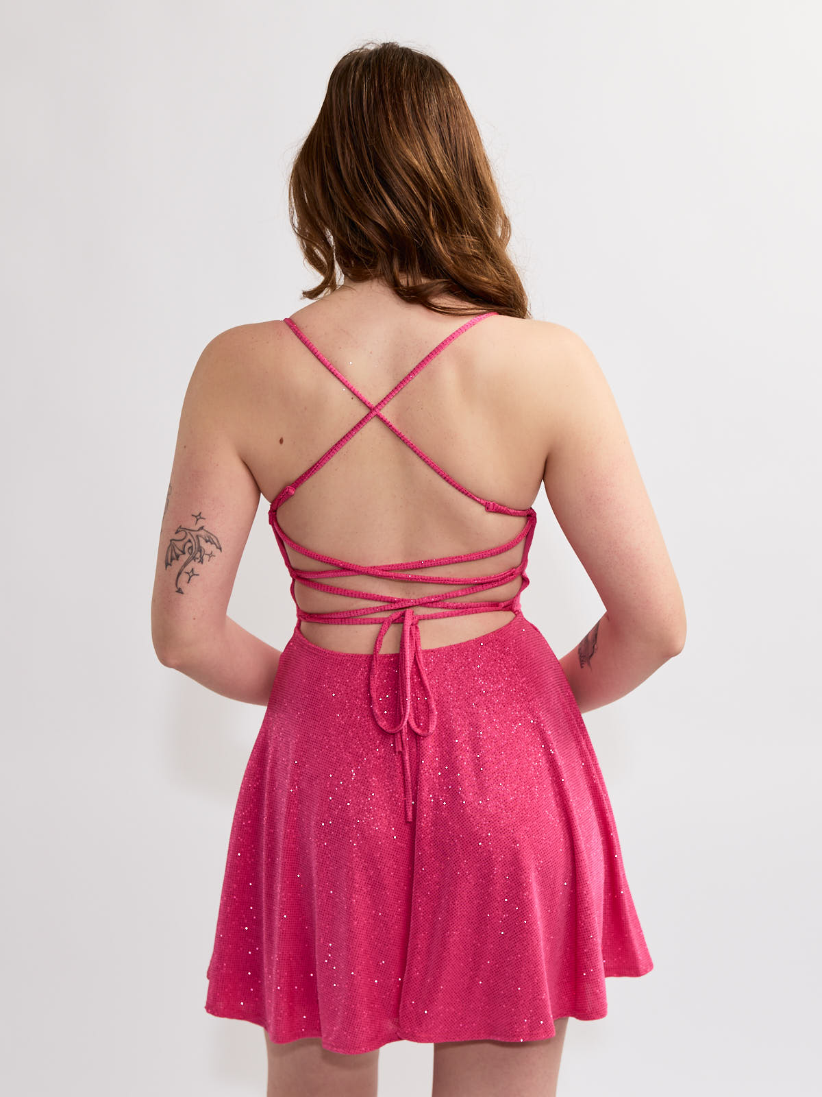 Nina Slinky Glitter Fit & Flare Mini Dress