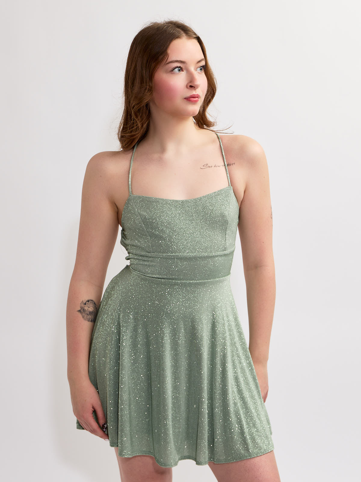 Nina Slinky Glitter Fit & Flare Mini Dress envy+grace Nina Slinky Glitter Fit & Flare Mini Dress envy+grace