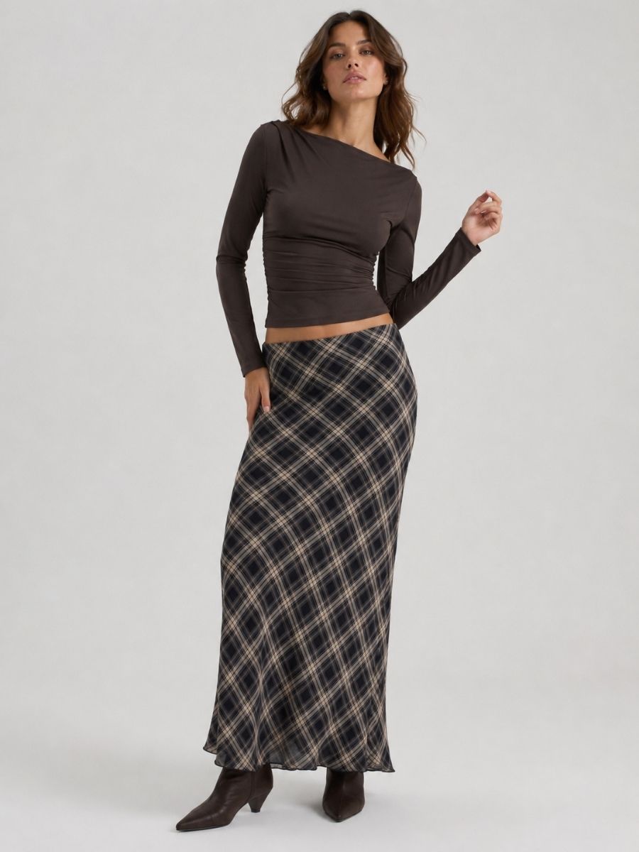Bridget Plaid Maxi Skirt