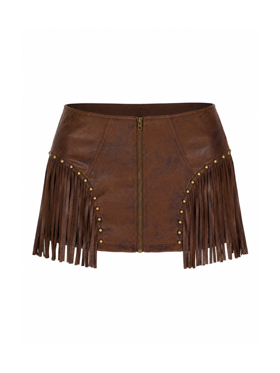 Montana Fringe Stud Mini Skirt