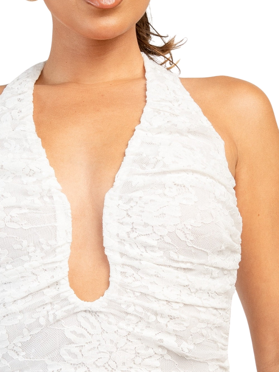 Halo Wire V Lace Maxi Dress