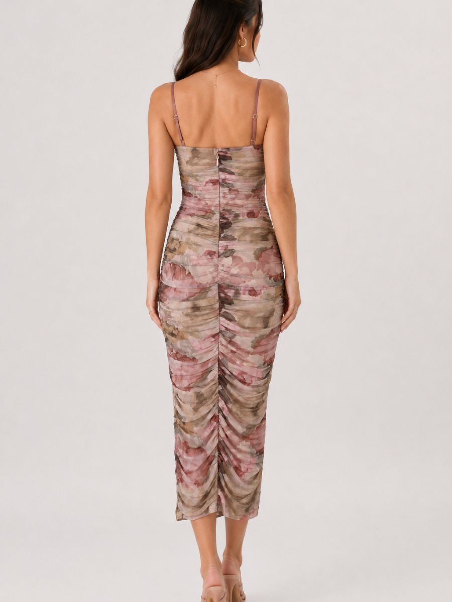 Ivy Floral Mesh Midi Dress