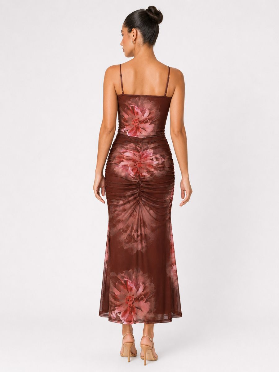 Casette Mesh Tie Back Midi Dress