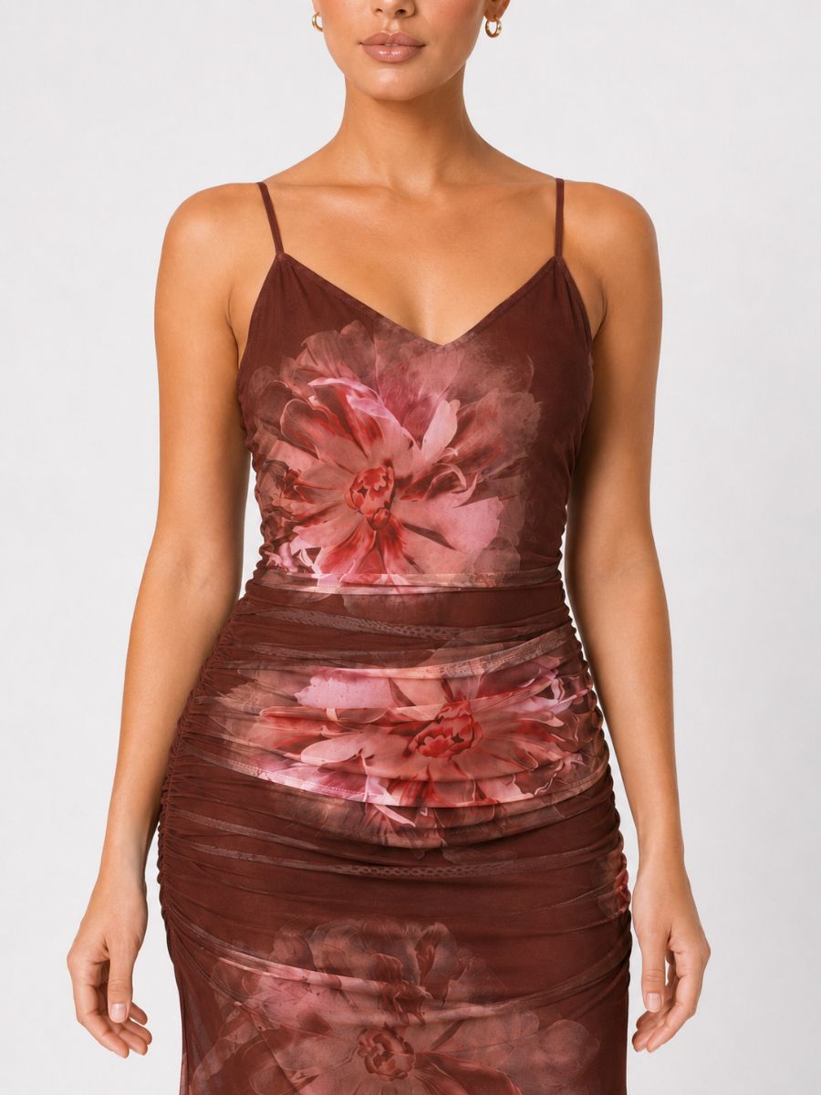 Casette Mesh Tie Back Midi Dress