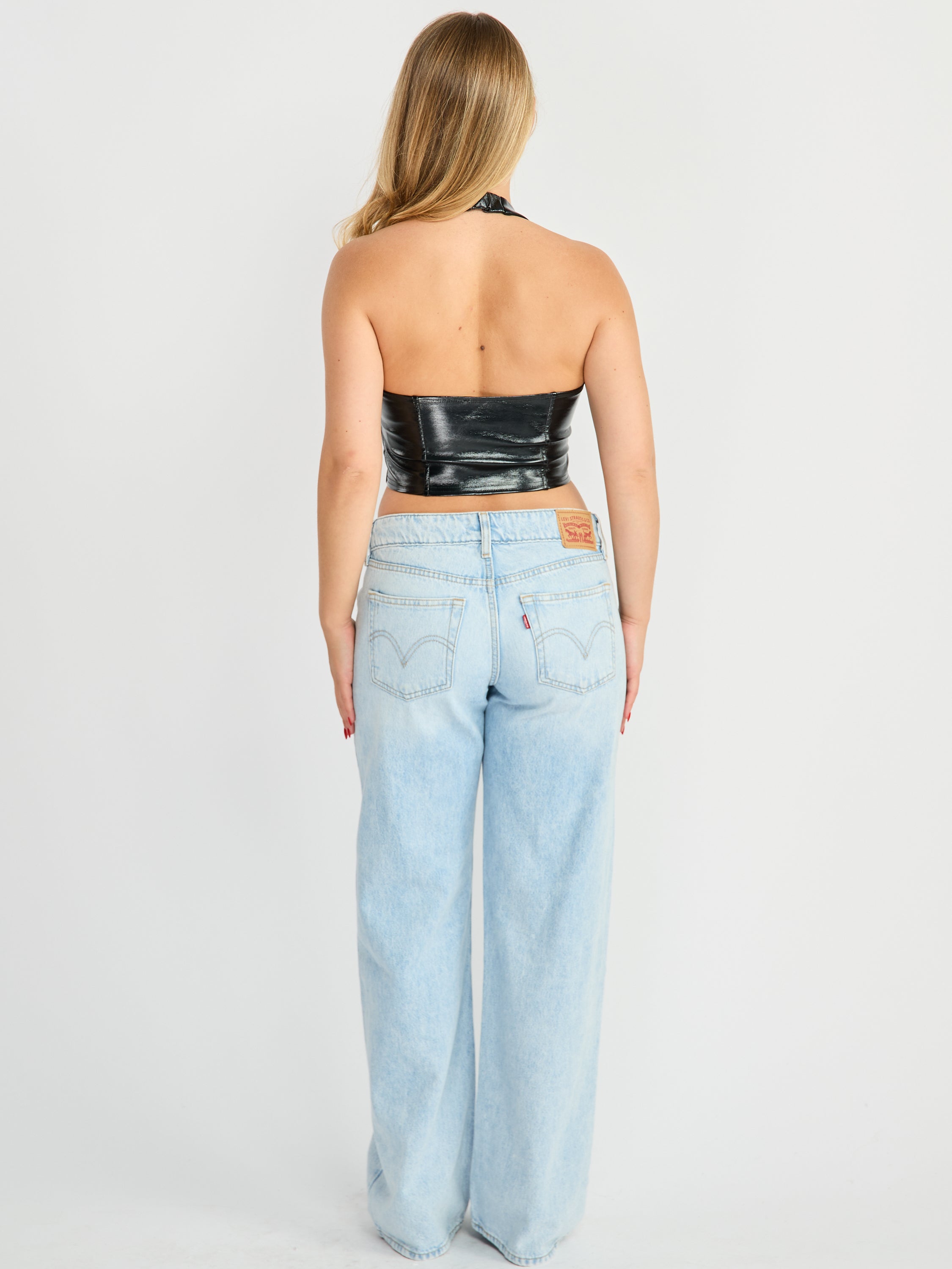 Cherry PU Halter Corset Top