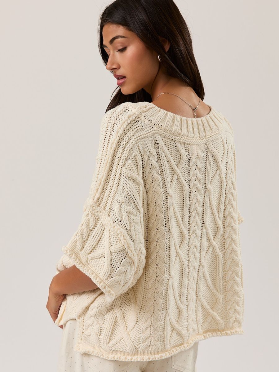 Ava Cable Short Sleeve Boxy Sweater