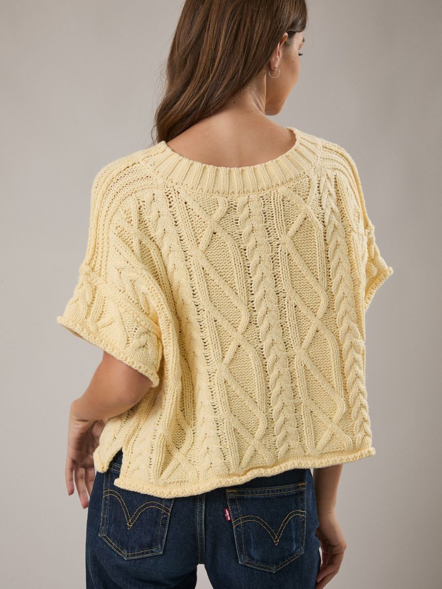 Ava Cable Short Sleeve Boxy Sweater