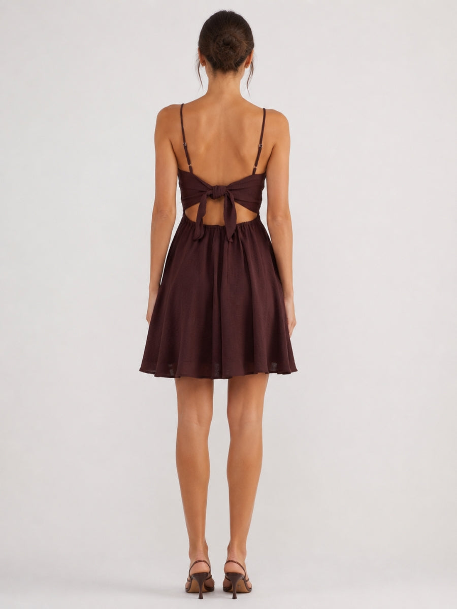 Hallie Ruched Tie Back Dress