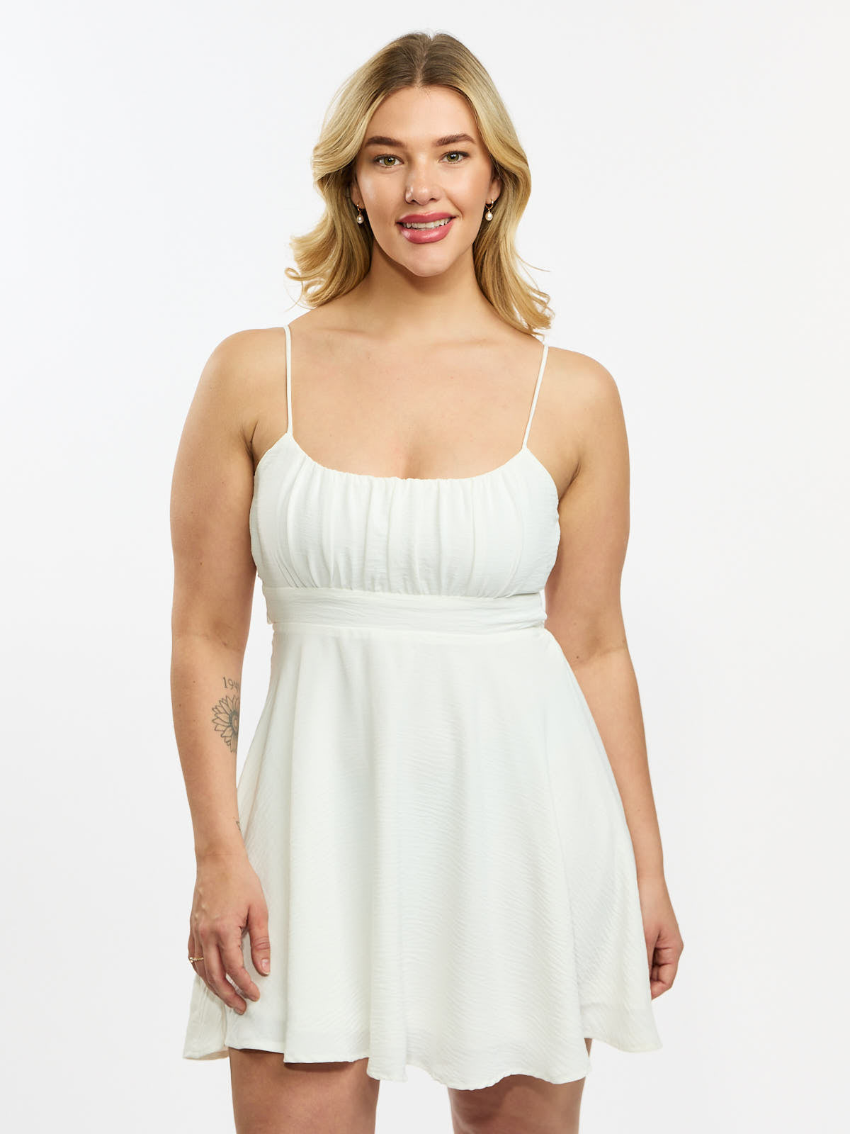 Hallie Ruched Satin Tie Dress