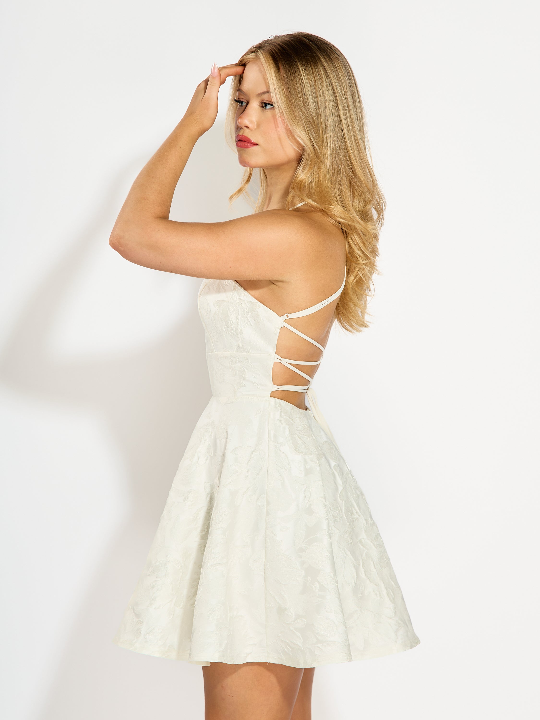 Diana Satin Jacquard Fit & Flare Dress