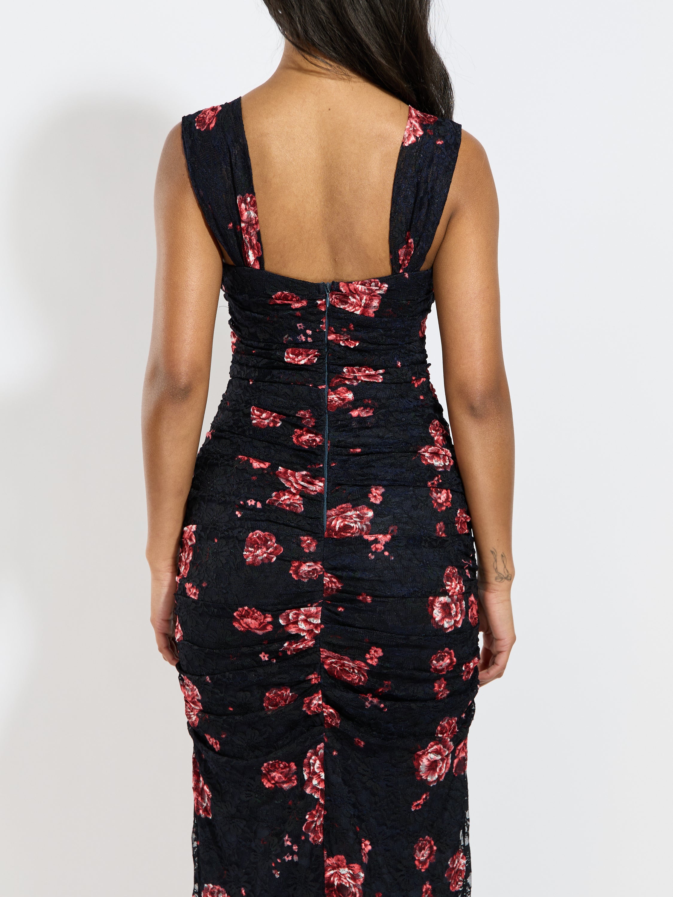 Mikayla Lace Peep Midi Dress