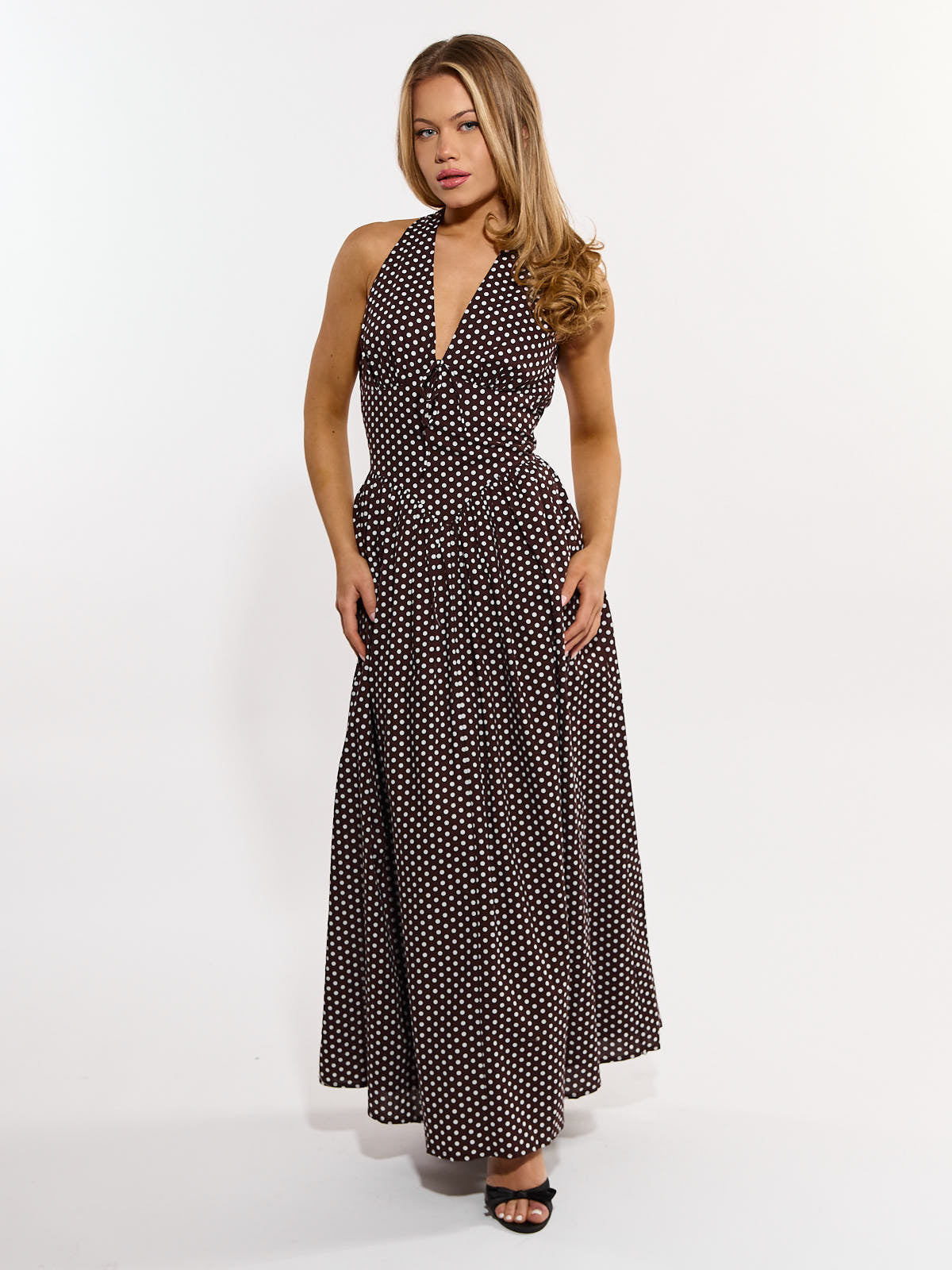 Paloma Polka Dot Halter Maxi Dress
