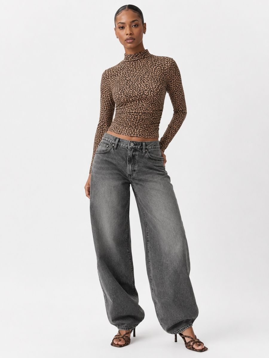 Lyon Leopard Ruched Top