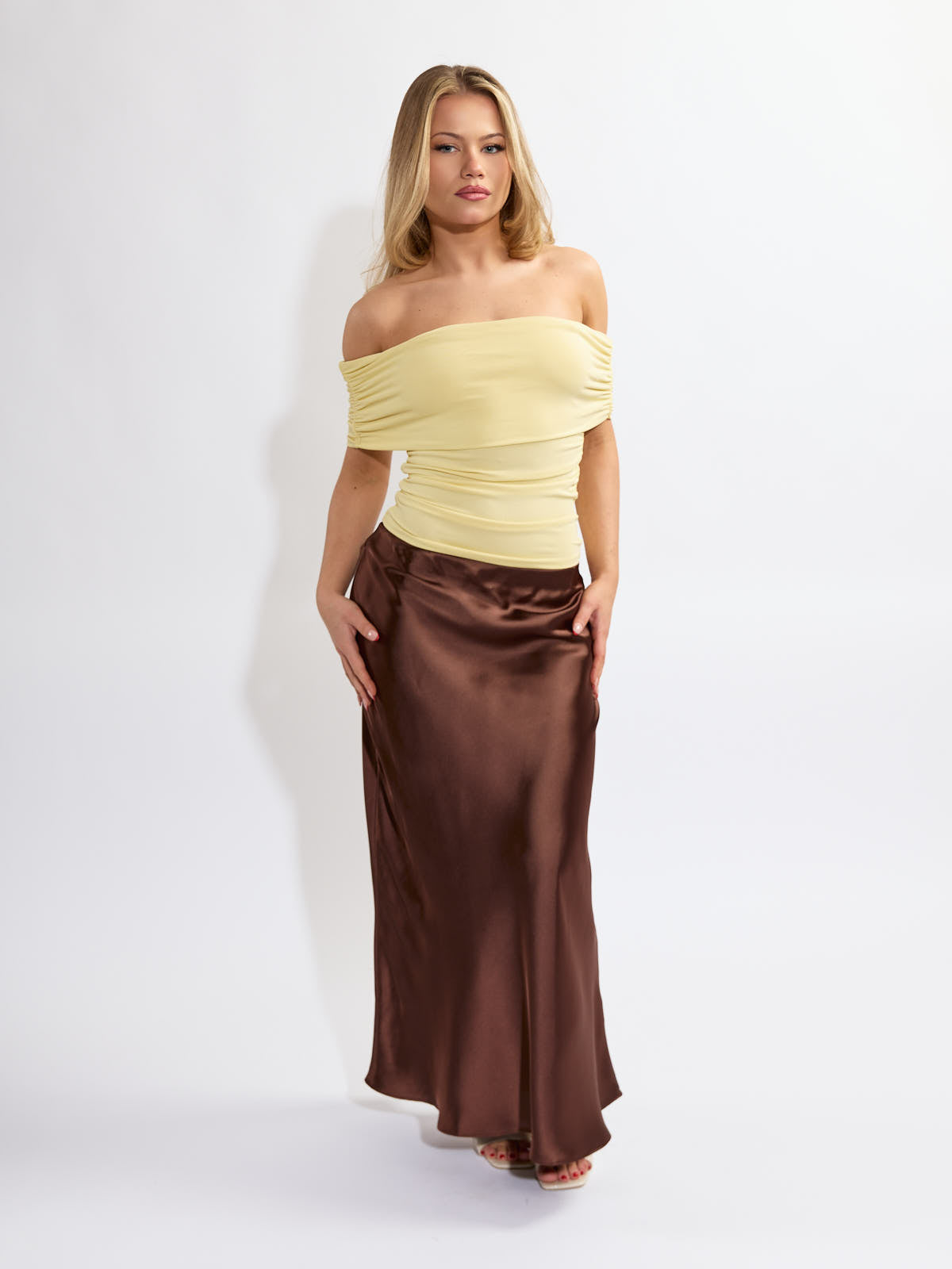 Melody Off Shoulder Knit Cinch Top