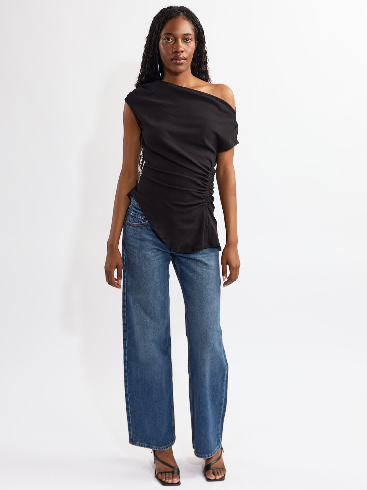 Alix Asymmetrical Cinch Knit Top