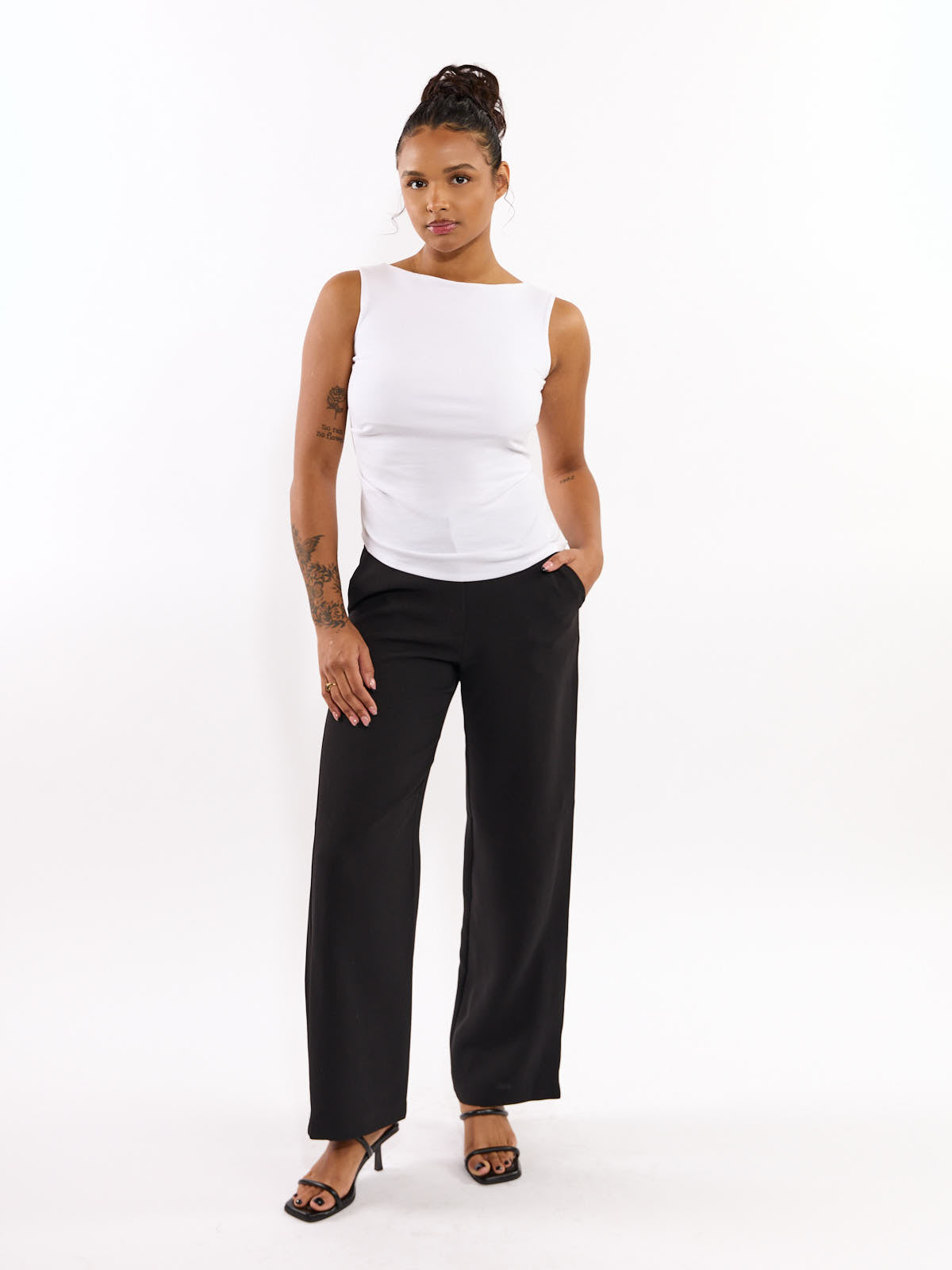 Boat Neck Asymmetrical Sleeveless Knit Top