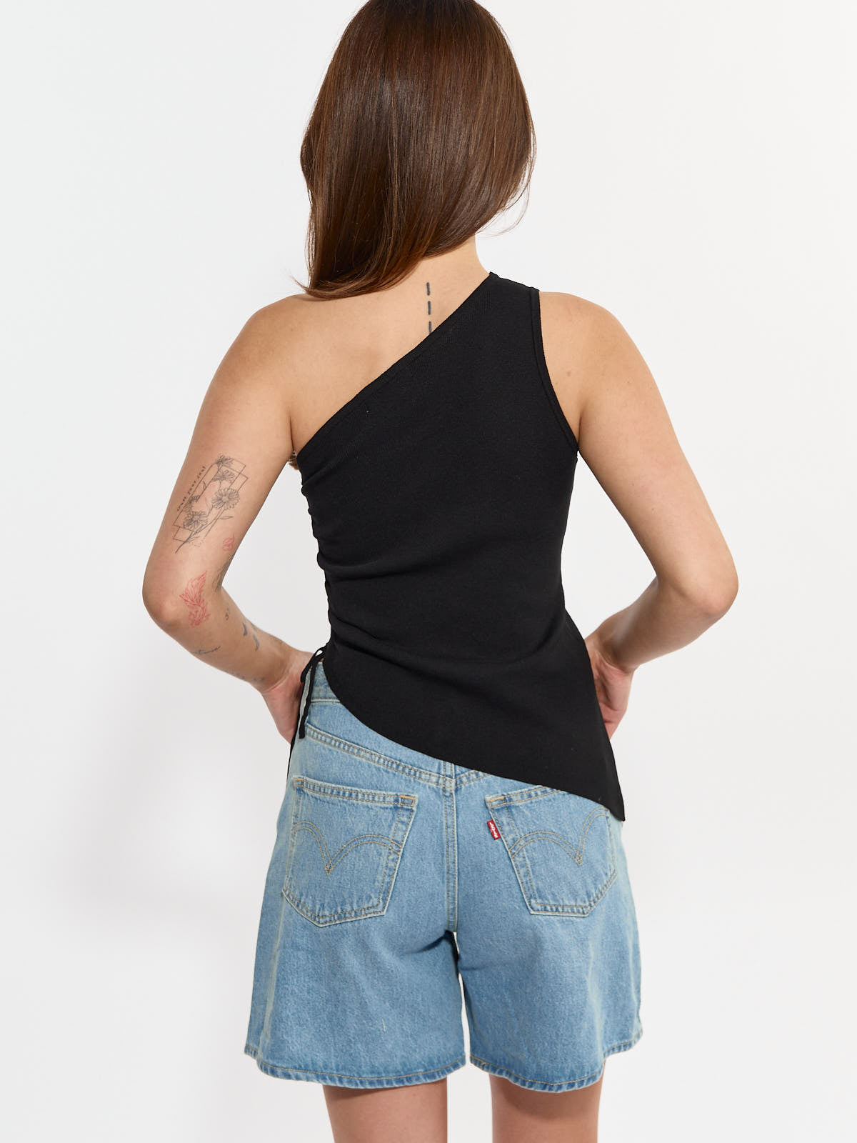 Jori One-Shoulder Tie Asymmetrical Knit Top