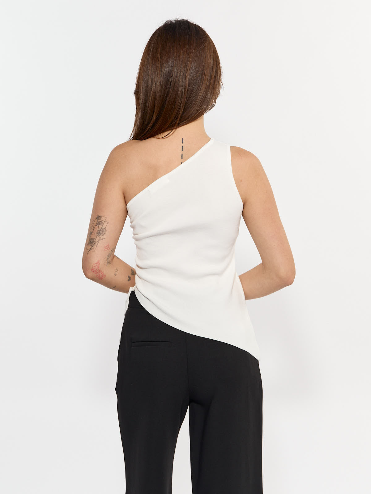 Jori One-Shoulder Tie Asymmetrical Knit Top
