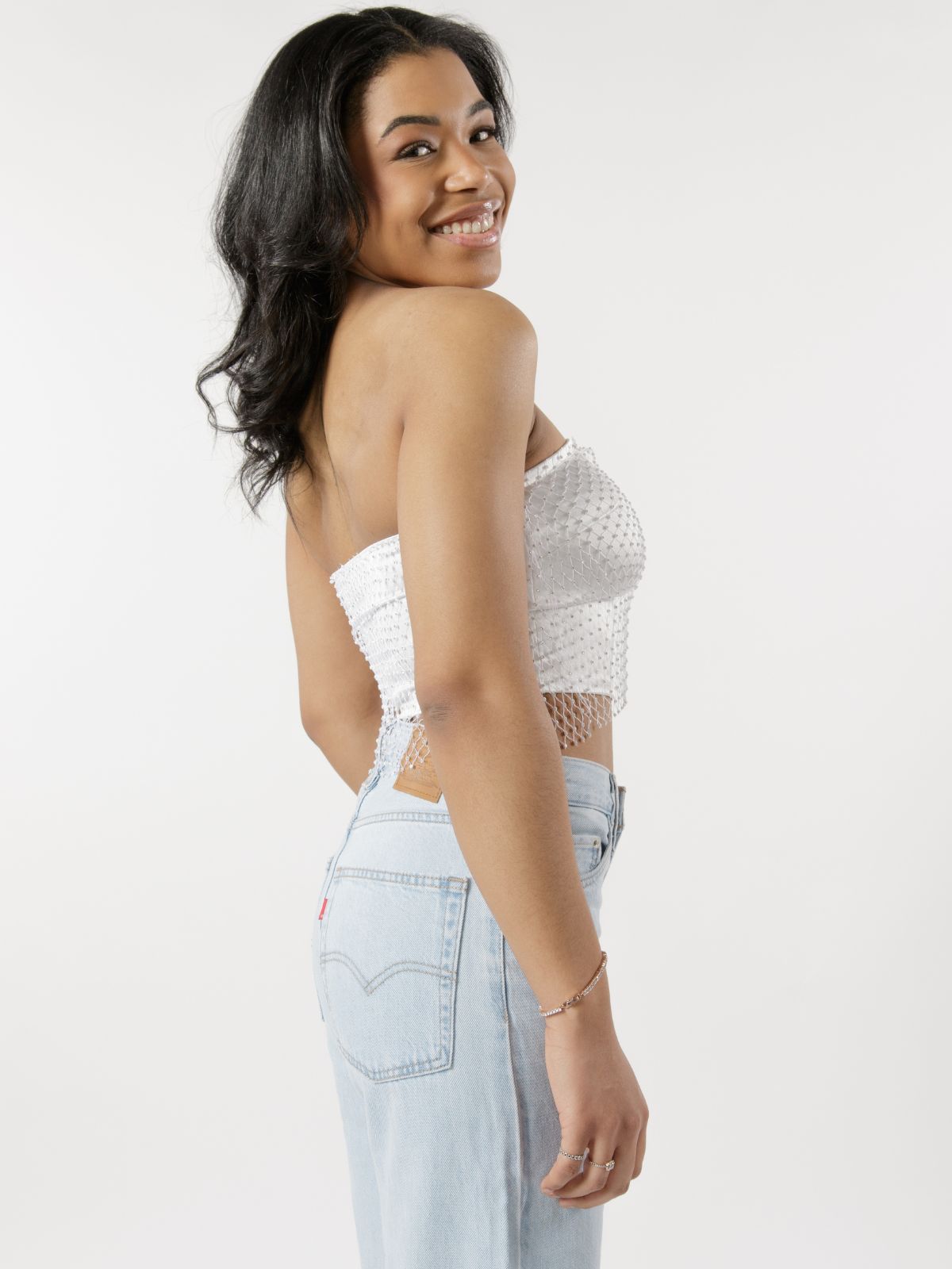 Rhinestone Fishnet Tube Top