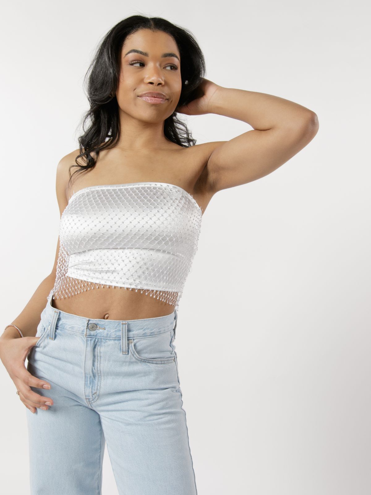 Rhinestone Fishnet Tube Top