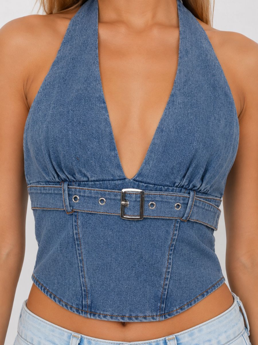 Willow Denim Halter Vest