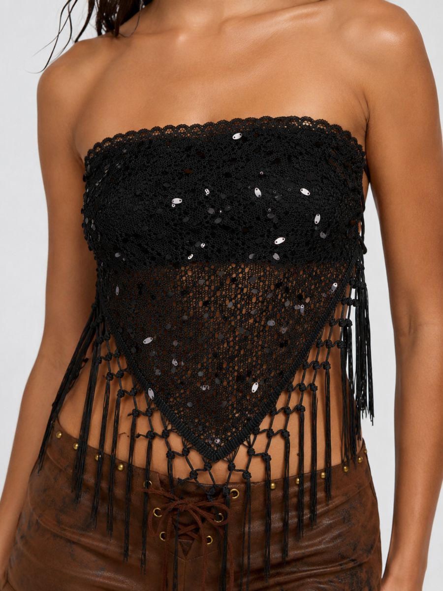Sammi Sequin Crochet Band Top