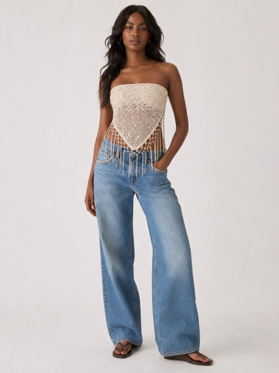 Sammi Sequin Crochet Band Top